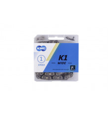 Цепь Kmc K1-W Для Bmx, Dirt, Fixed, 1/2"Х1/8", 110 Звеньев, Пин 9.3Мм, С Замком, Серебристая