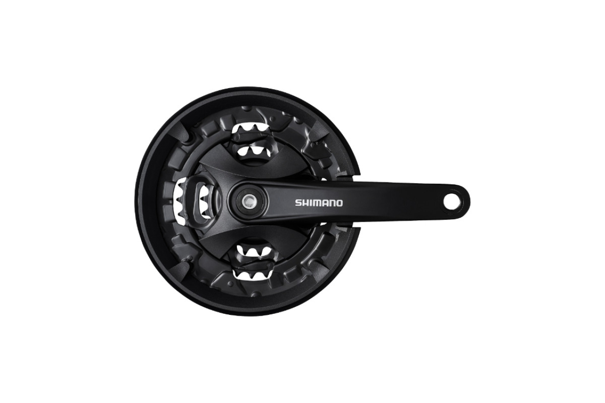 Система Shimano Altus, FC-MT101, 44/32/22T, 3x9 ск, 170мм, кв-т, с защ, черная, б/уп AFCMT101C422XLX