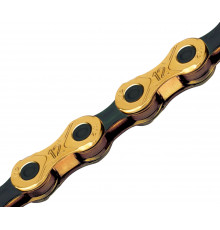 Цепь 5-303510 X12 Ti-N Gold/Black 11/128" 12ск. 126 звеньев с замком, X Bridge, д/SHIMANO/SRAM, покрытие нитрид титана, черно-золотистая KMC