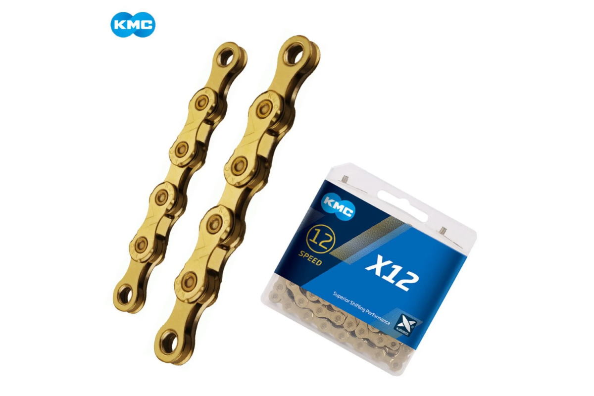 Цепь 5-303511 X12 Ti-N Gold 11/128 12ск. 126 звеньев с замком, X Bridge, д/SHIMANO/SRAM, покрытие нитрид титана, золотистая, KMC