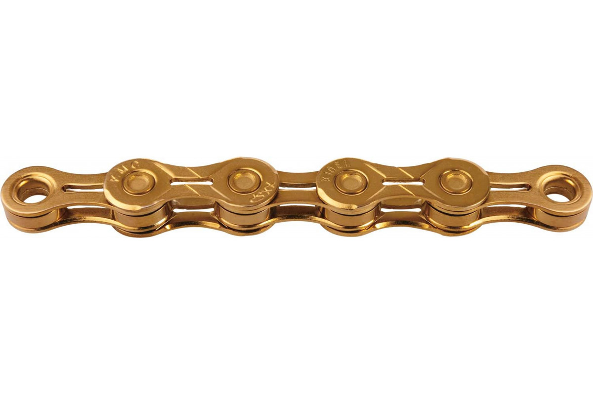 Цепь 5-303562 X10EL Ti-Ni Gold 1/2x11/128 10ск. 114 звеньев, облегч EL-extra light, с замком, д/SHIMANO/SRAM, покрытие нитрид титана, золотистая KMC