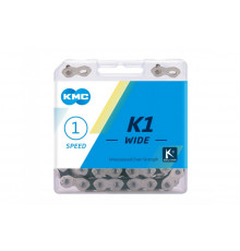 Цепь КМС 6-190515 K1 WIDE kool 112 зв. 1/2"х1/8"  с замком CL710,пл.короб 1ск. для BMX серебр-черная