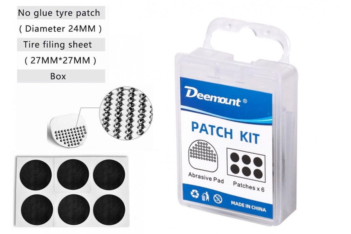 Аптечка велосипедная PatchKit, заплатки, 6 шт., самоклейки, шкурка, пластиковый бокс, DEEMOUNT
