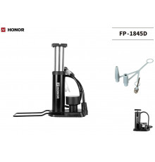 Насос HONOR, ножной алюминий/пластик с манометром (1,7"), ⌀45 мм, Мax 85psi (6 бар), A/V, F/V, FP-1845S (черный, УТ00028248)