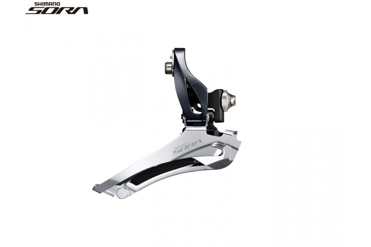 Переключатель передний SHIMANO SORA R3000-F, 2x9 скоростей, нижняя тяга, 52T, крепление к раме Brazed-On Mount, угол 61-66° (AFDR3000F)