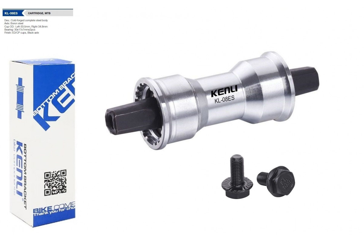Каретка-картридж KENLI KL-08ES, промподшипники, чашки стальные, ремонтная, SQR, 68 мм, 119 мм