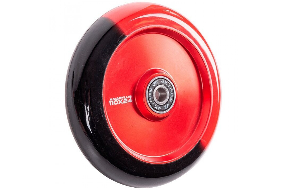 Колесо для трюкового самоката Amarillis 110 мм алюминиевое, black-red, подшипники ABEC 9 (NN010619)
