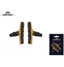 Тормозные колодки 70 мм (пара) V-Brake, двухкомпонентные, BS-126, RAPIDA, черный/оранжевый