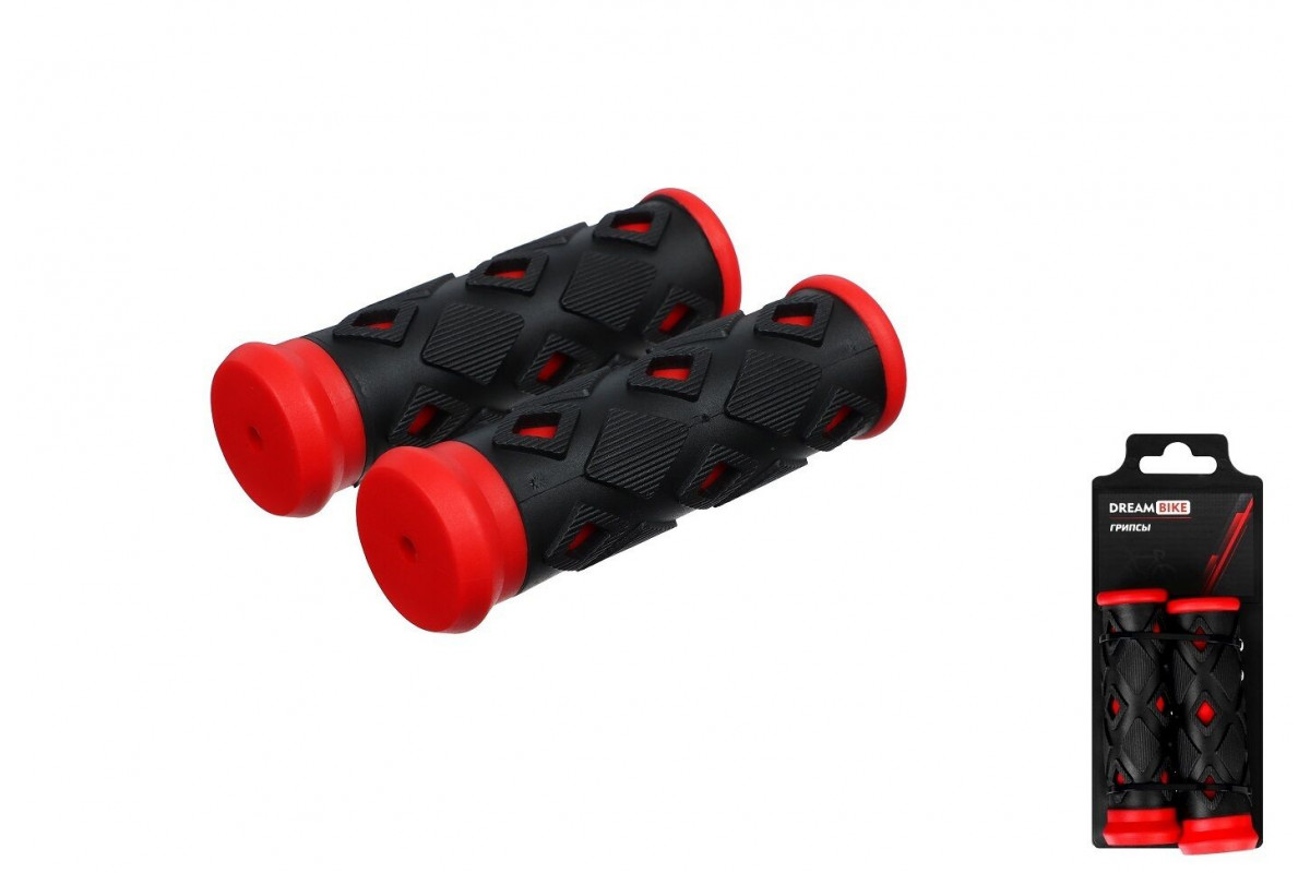Рукоятки руля (грипсы, комплект), 100 мм, резиновые, New Vision, SZ-113B (красный/черный, FW7351100)