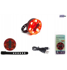 Фонарь задний аккумуляторный, USB, 6 LED V8, QX-W07A