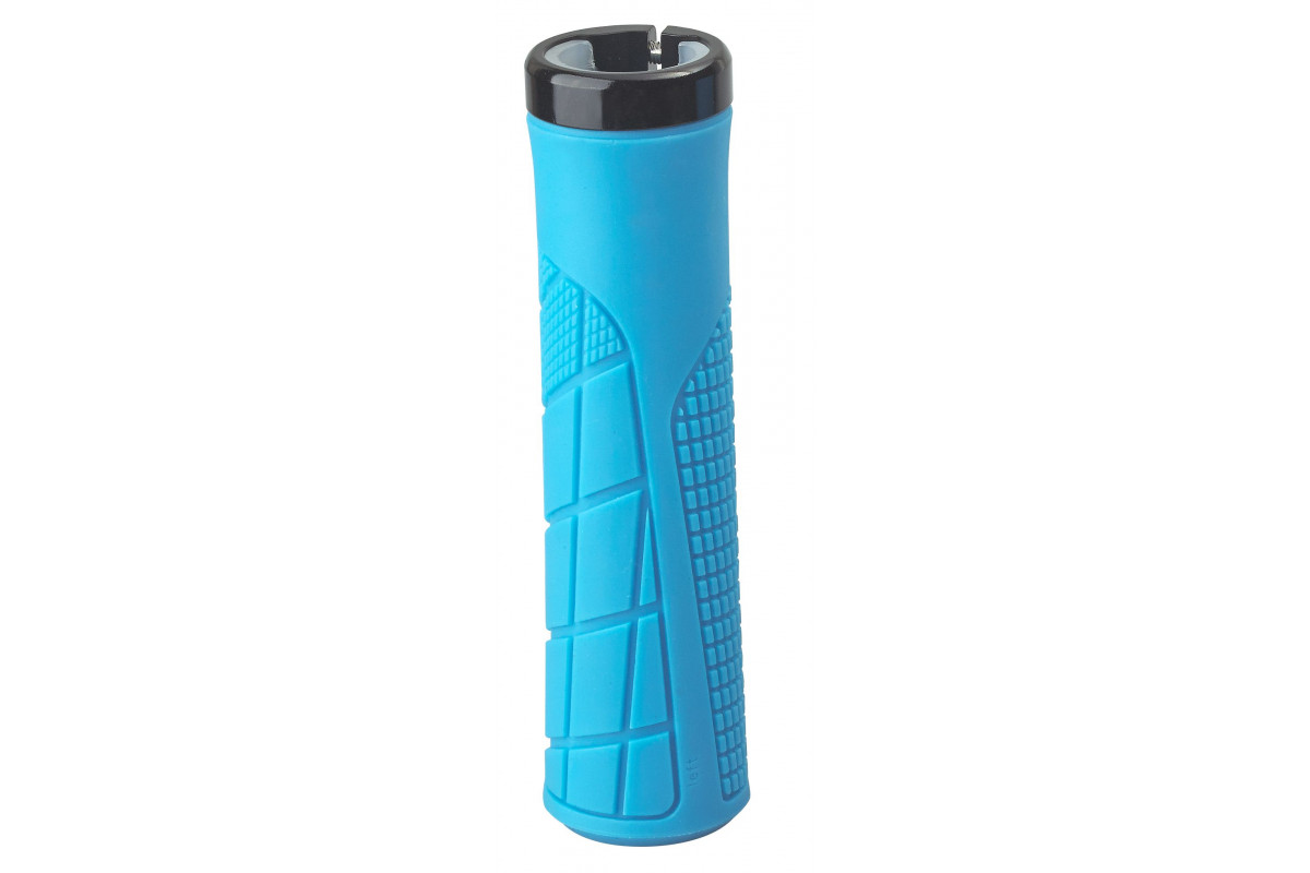 Ручки 00-170566 на руль H6 OneSideLock 135мм резиновые, новый антискольз. дизайн, c 1 черн. фикс. синие