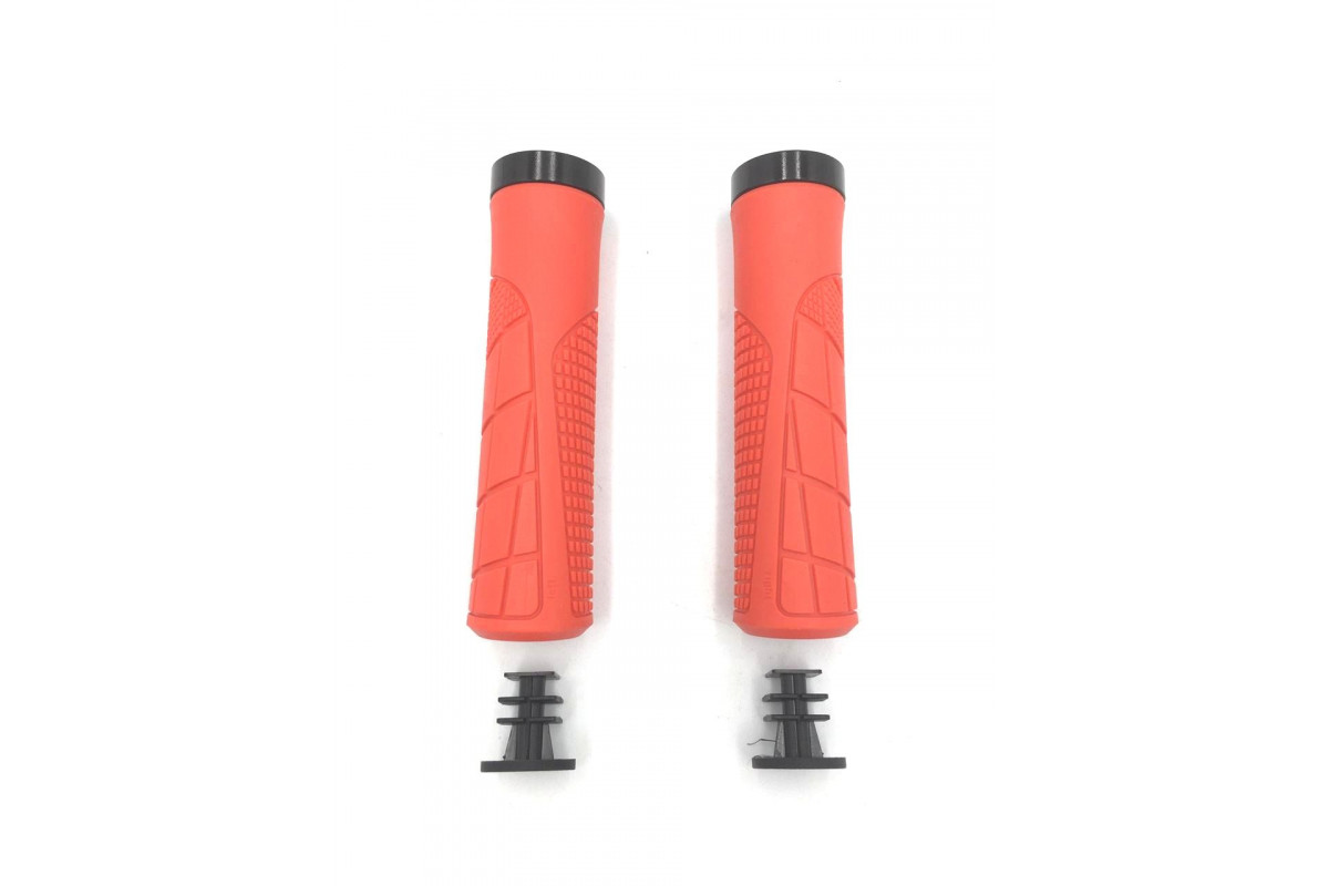 Ручки 00-170567 на руль H6 OneSideLock 135мм резиновые, новый антискольз. дизайн, c 1 черн. фикс. красные