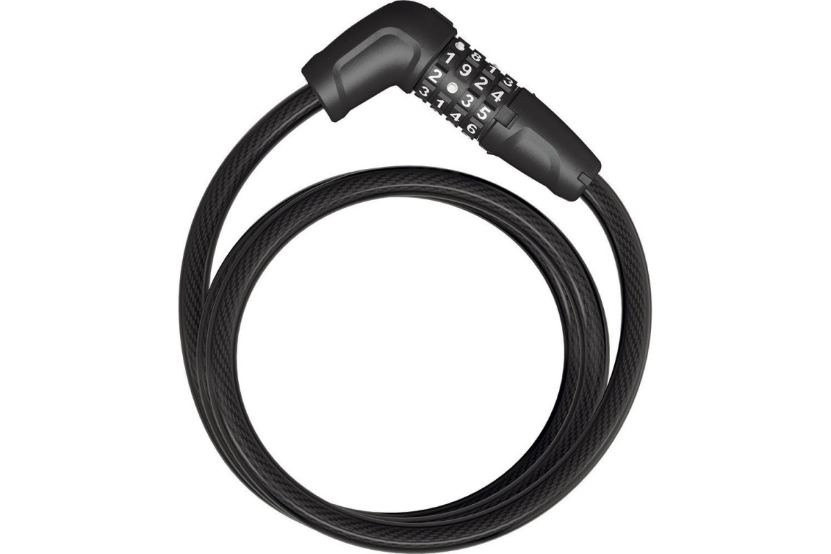 Замок 05-0063489 вело трос 12мм, кодовый 4-х разр, 6412C/120см BK Tresor класс защиты 4/15, 450гр, черный ABUS