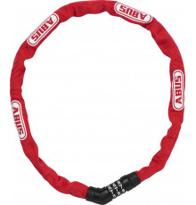 Замок 05-0072468 вело цепь на коде 3х разр 4804C/75см RD STEEL-O-CHAIN 4мм, класс защиты 3/15 красный ABUS