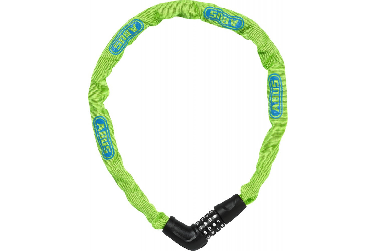 Замок 05-0072496 вело цепь 5мм, кодовый 4-х разр, Steel-O-Chain 5805C/75см класс защиты 4/15, 500гр, лаймовый ABUS