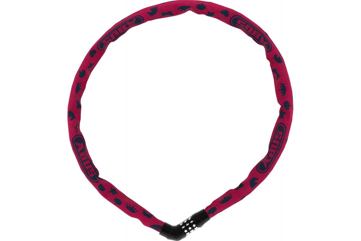 Замок 05-0086810 вело цепь 4мм, кодовый 3-х разр, Steel-O-Chain 4804C/75см PK SYMBOLS класс защиты 3/15, 360гр розовый ABUS