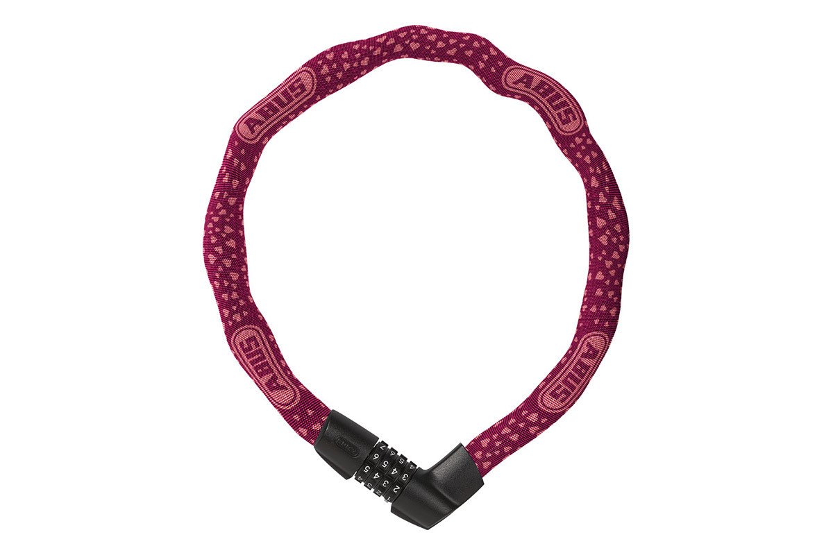 Замок 05-0088013 вело цепь на коде 4х разр 1385/75см cherry heart Tresor 6мм класс защиты 6/15 вишневый ABUS