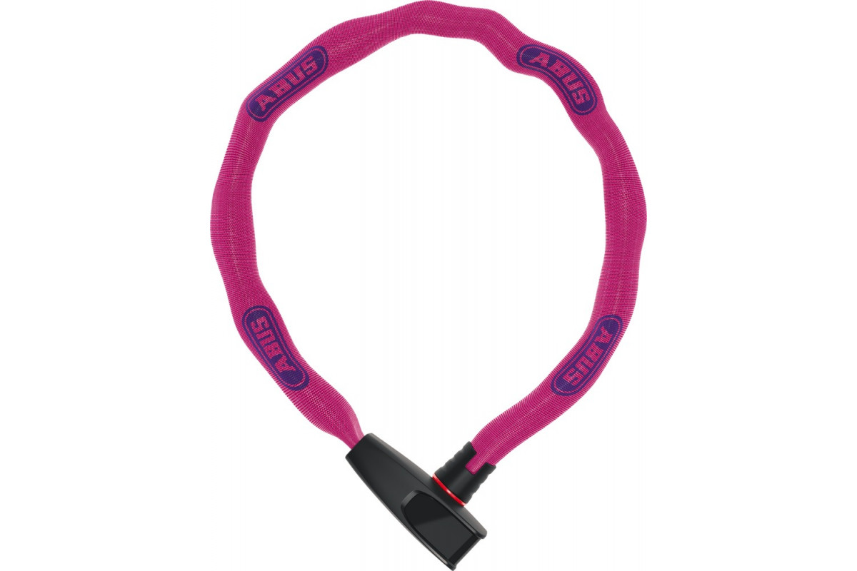 Замок 05-0090292 вело цепь 6мм, ключ, 6806K/85см NEON PK (square Chain) класс защиты 6/15 850гр розовый ABUS