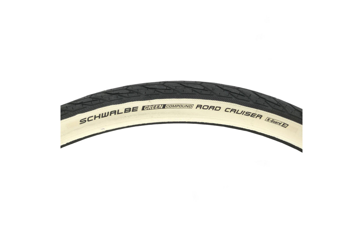 Покрышка. 20x1.75 05-11101293  ROAD CRUISER K-Guard, TwinSkin 47-406 B/W черная с белой боковиной HS484 GREEN 50EPI SCHWALBE