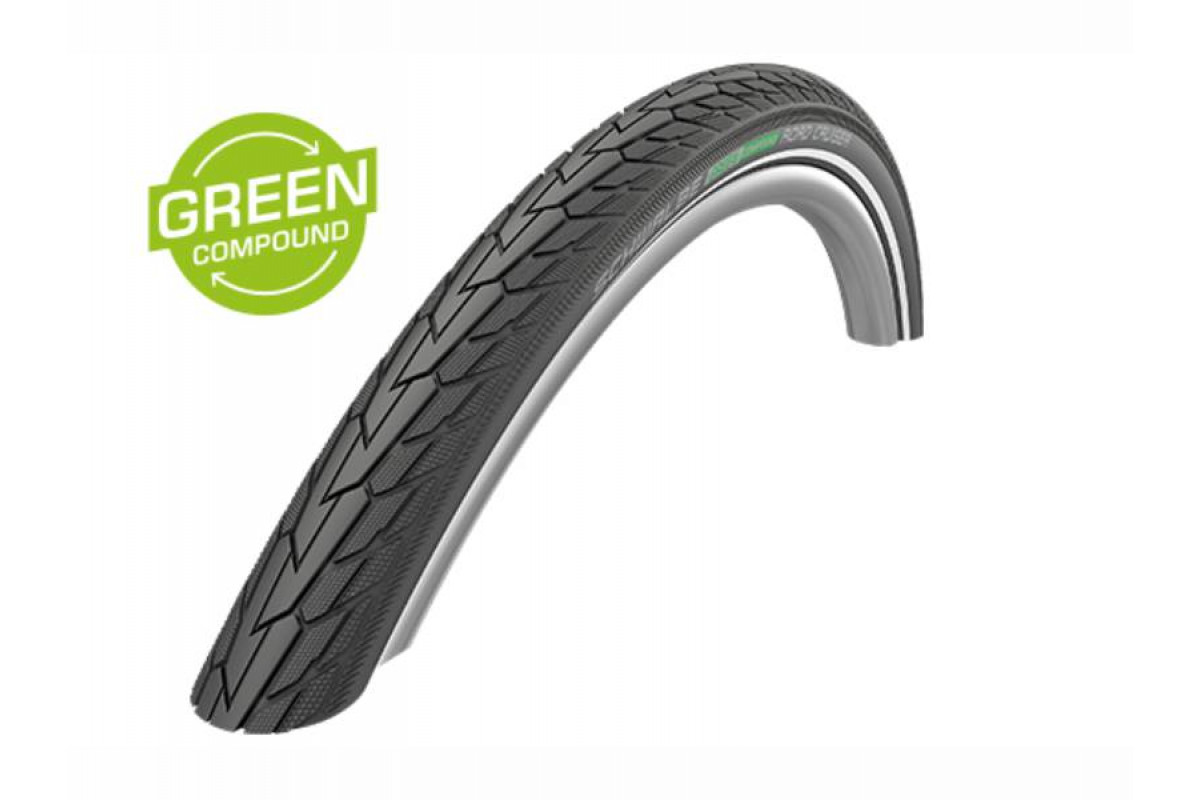 Покрышка. 700х35С (37-622) 05-11101305 ROAD CRUISER K-Guard, TwinSkin B/B+RT (светоотр полоса) HS484 GREEN 50EPI 625гр. черная SCHWALBE