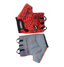 Перчатки 08-202023 детские лайкра SPIDER красно-черные, р-р 8/L (для 6-8 лет), GRIP GEL, с петельками, на липучке FUZZ