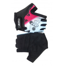 Перчатки 08-202049 детские лайкра BIKE бело-розовые, р-р 8/L (для 6-8 лет), GRIP GEL, на липучке FUZZ