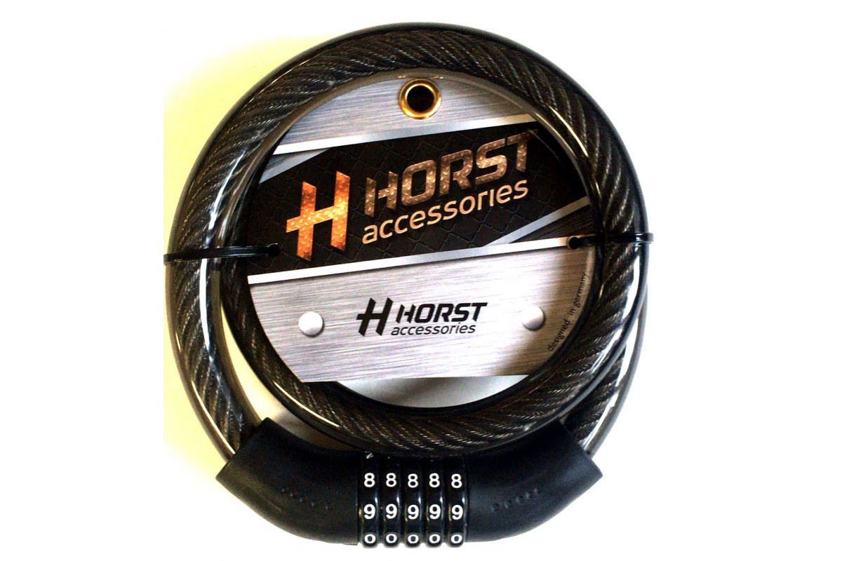 Замок 09-100085 вело кодовый (5 разрядов) 20х1000мм черный HORST