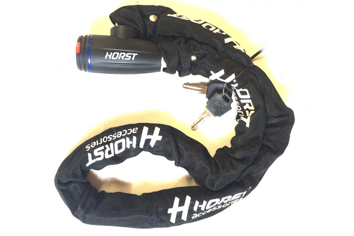 Замок 09-100238 вело цепь 8х1200мм на ключе черный HORST