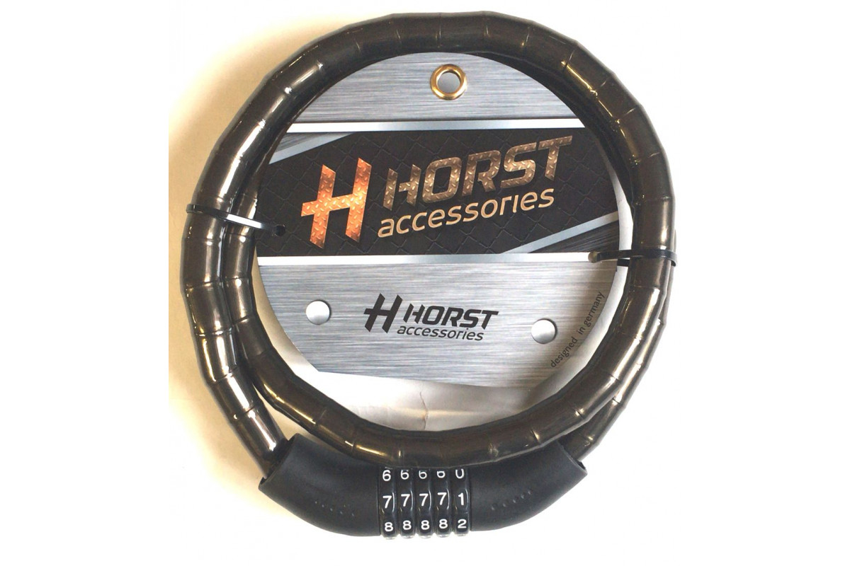 Замок 09-100261 вело кодовый (5 разрядов) 18х1200мм черный HORST