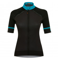 Велофутболка 12-718 женская VOLTERRA-3 JW-838 Women Elite Jersey с длин. молнией, с водонепрон. карман, черно-голубая L FUNKIER