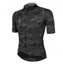 Велофутболка 12-839 ROSSINI J-2106 Black Men Pro Short Sleeve Jersey с длинной молнией, с водонепрон. карман, черная рисунок 