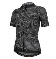 Велофутболка 12-844 женская ROSSINI-W JW-2106 Black WOMEN Pro Short Sleeve Jersey с длинной молнией, черная рисунок 