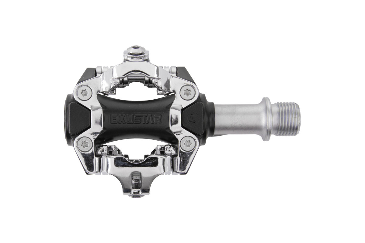 Педали 5-311849 алюм. контактные, ось Cr-Mo SHIMANO SPD-совместим. 360гр, сер.-черные E-PM211 EXUSTAR