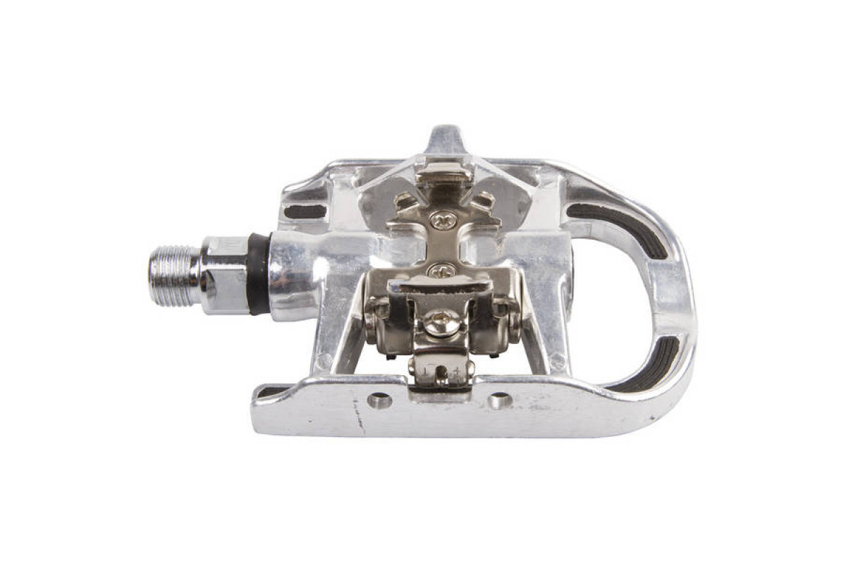 Педали 5-312061 алюм. комбинир. Сr-Mo ось SHIMANO SPD-совм. антискольз. 72х99мм, 490г/пара, серебристые DRAG-T2 M-WAVE