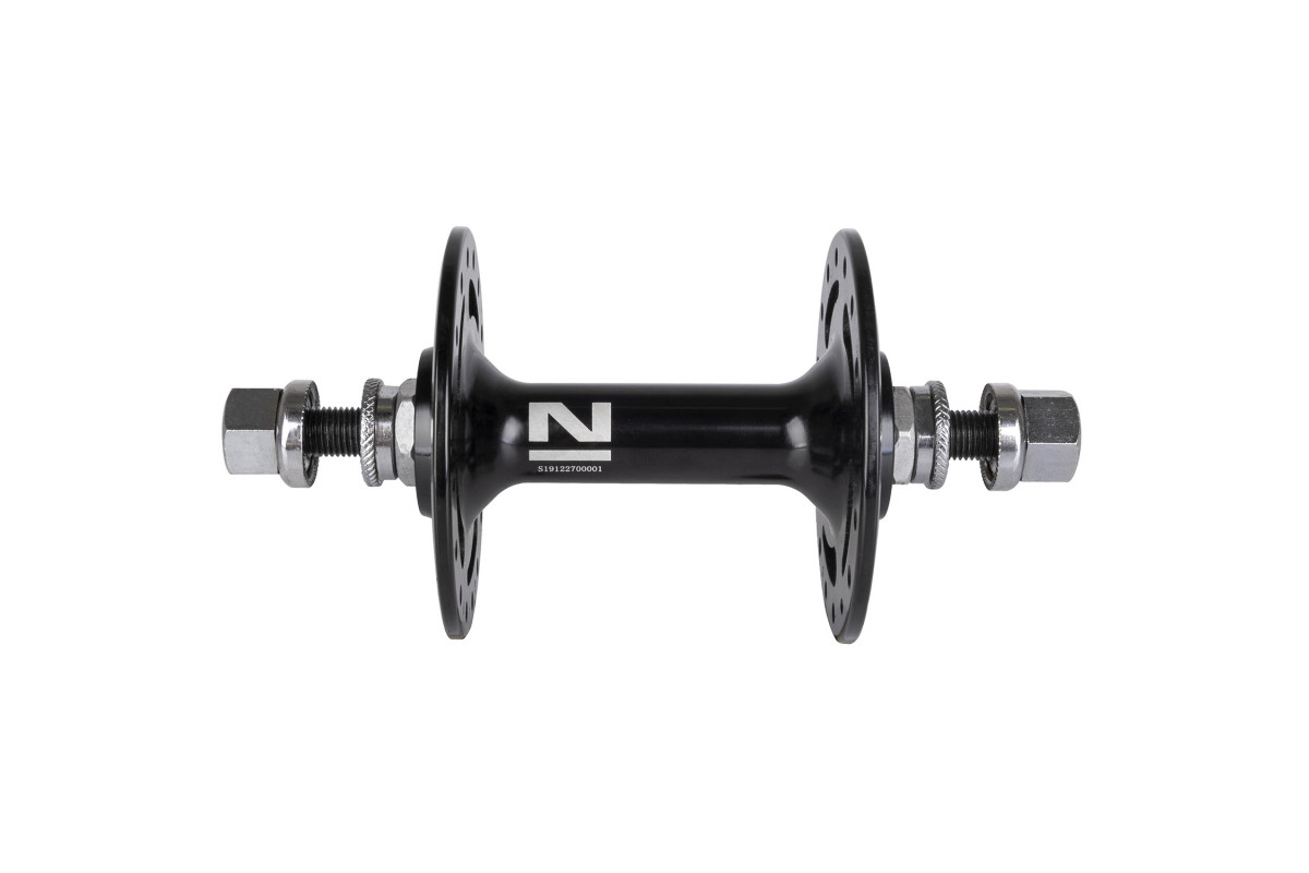 Втулка 5-326701 Singlespeed/Fixie алюминиевая передняя 32отверстия, OLD100мм, ось М9х140мм АНОДИРОВАННАЯ ЧЕРНАЯ NOVATEC