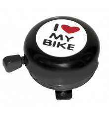 Звонок 5-420115 сталь D=54мм, детский черный с рисунком "I love my bike"
