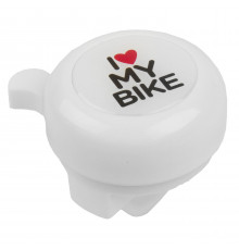 Звонок 5-420121 сталь/пластик D=55мм "I love my bike" белый (на блистере) BELLA 3D M-WAVE