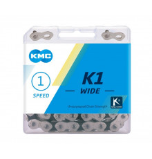 Цепь 6-190515 K1 WIDE kool 112 зв. 1/2"х1/8"  с замком CL710, в пластик. коробке 1 скор. для BMX  серебристо-черная KMC (Тайвань)