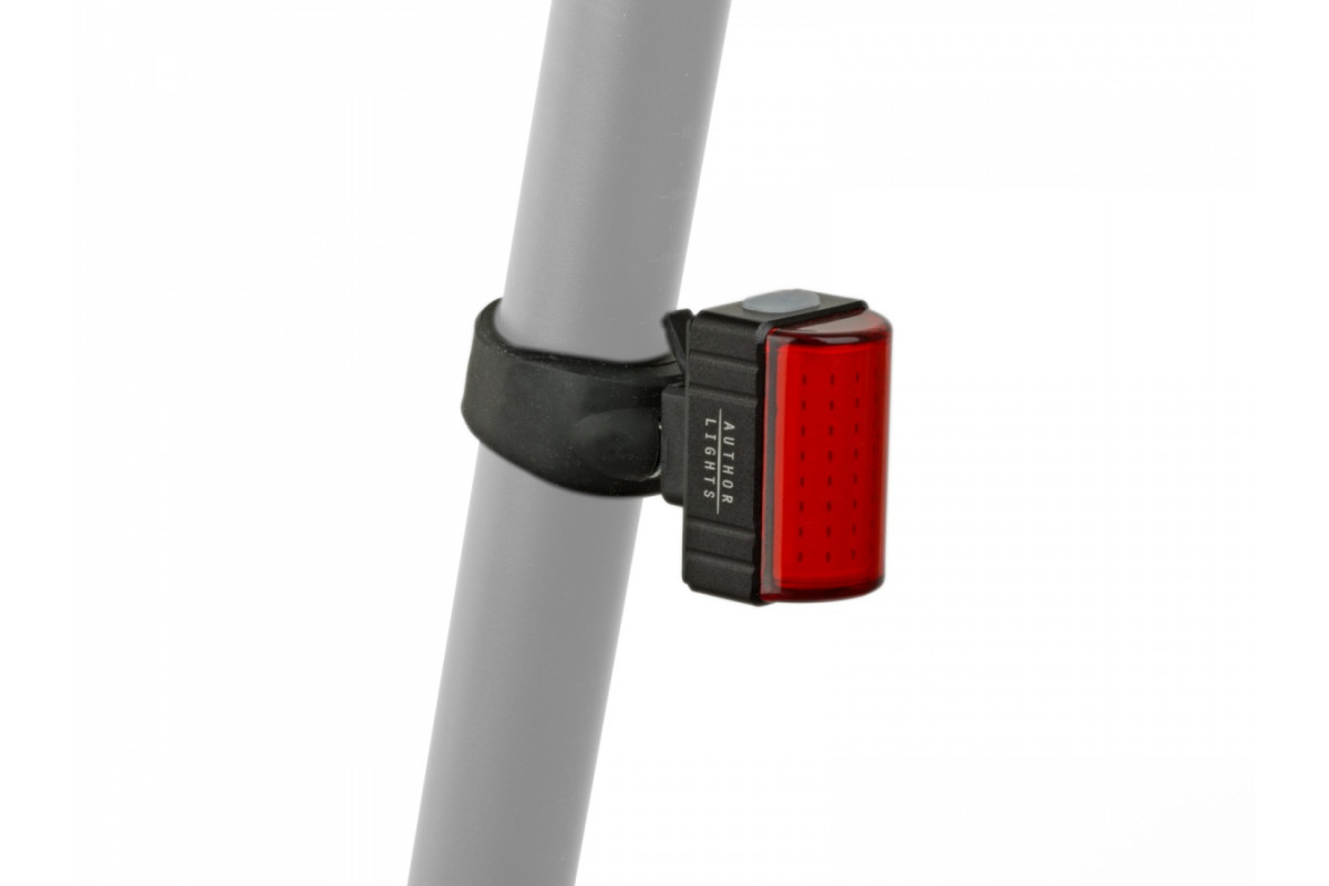 Фонарь 8-12039975 задний диоды повыш. ярк. COB LED 100люмен 7ф. A-SQUARE  Li-pol/500 mAh USB-заряд.+кабель, LOW battery indicat, 29гр, красный AUTHOR