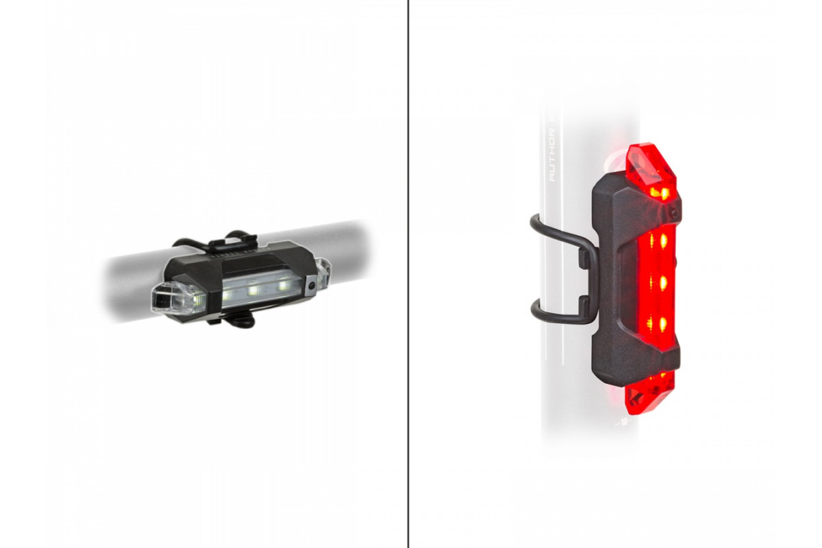 Фара+фонарь 8-12040140 Stake Mini USB SET быстросъем. 3ф  белый перед. красный зад. USB Li-ion AUTHOR