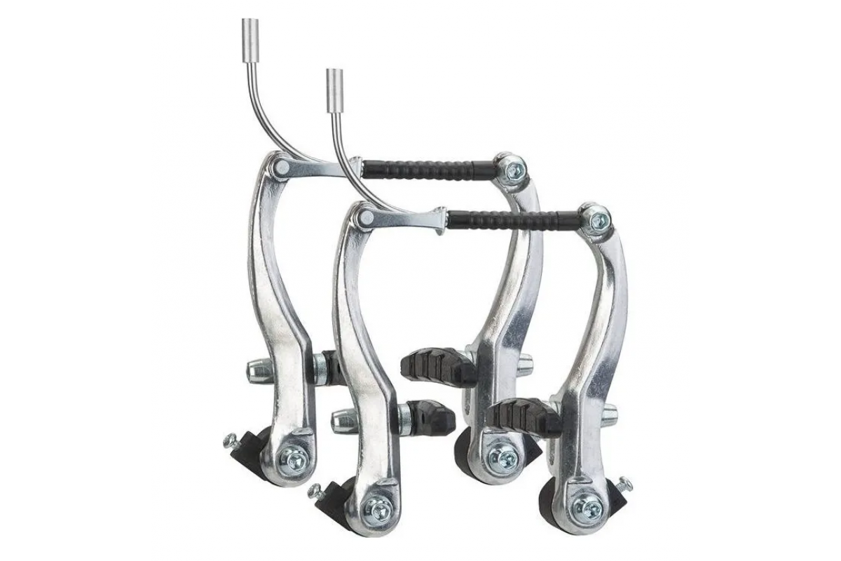 Тормоз V-Brake S.Shine, комплект 2 шт., 110мм, с колодками 70 мм. (серебристый)
