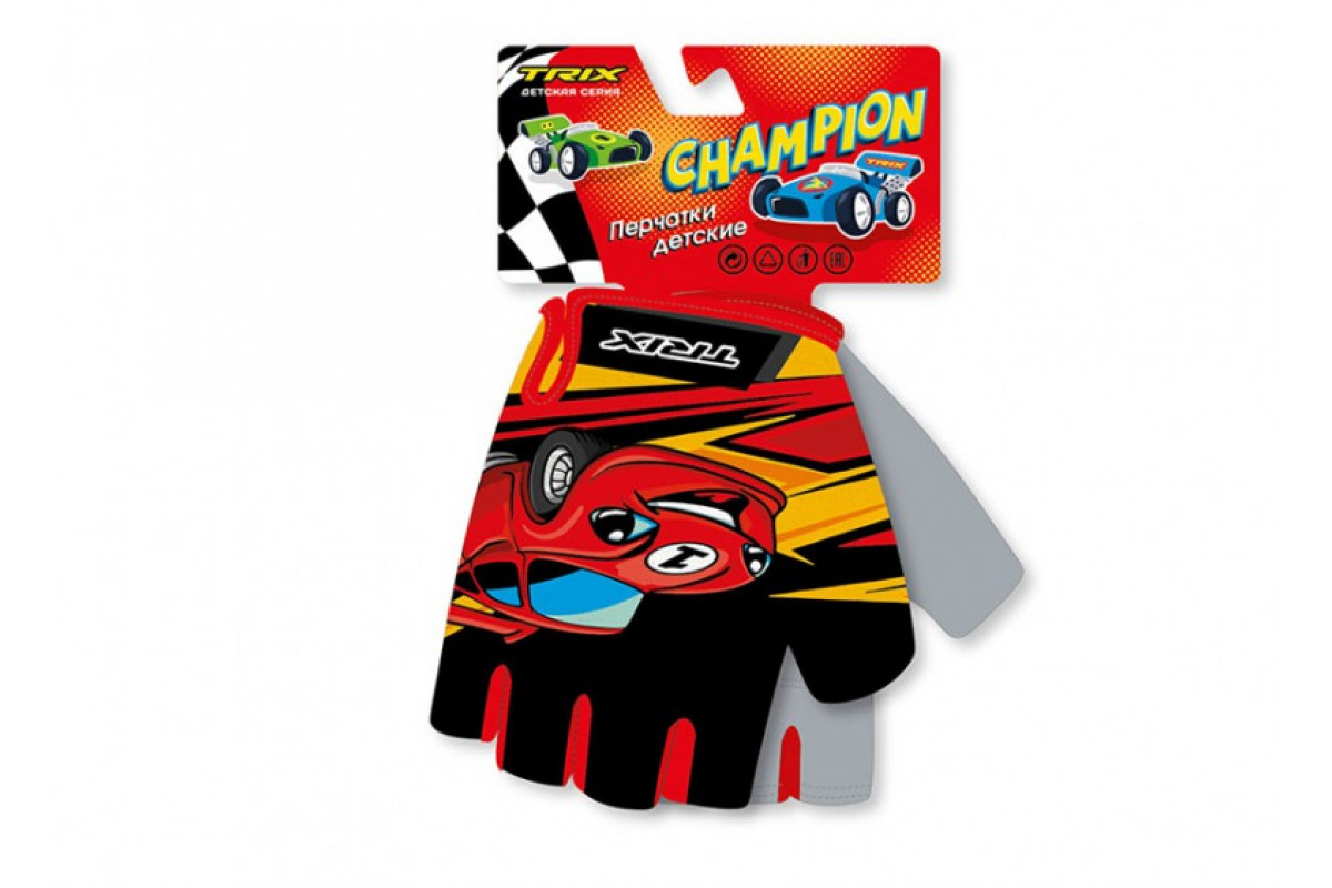 Перчатки Trix, Champion Детские, Кор.Пальцы, Лайкра/Гель/Иск. Замша,Антискольз.